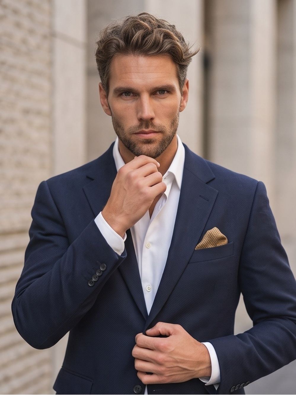 Evan Picone Men's Textured Gold Pocket Square